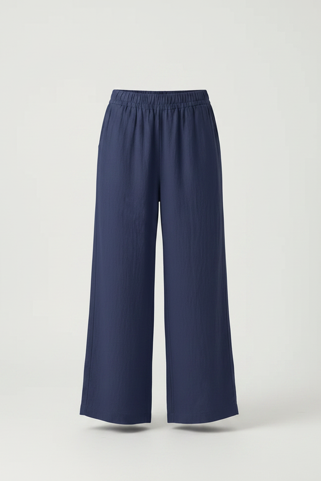 Pantalon Japonais Bleu Marine Ample Décontracté Fluide - Lin - vue 3