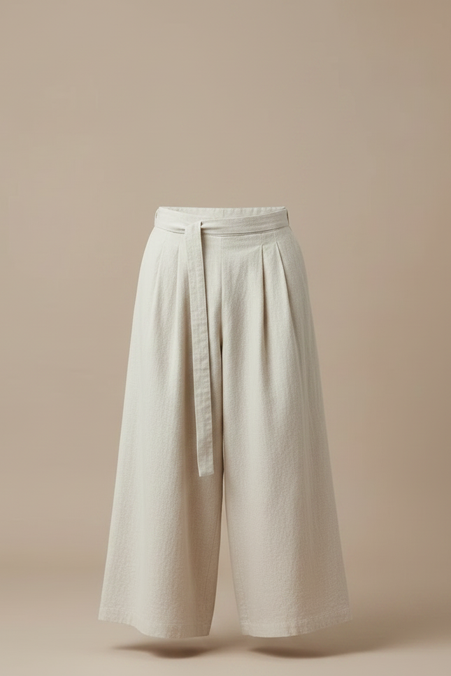 Pantalon Japonais Beige Ample Plissé Décontracté Homme - Lin - vue 3
