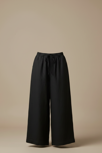 Pantalon Japonais Noir Ample Lin Fluide Femme - vue 3