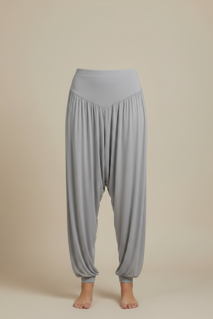 Pantalon Japonais Sarouel Ample Gris Fluide Femme - Viscose - vue 3