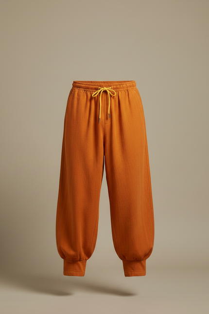Pantalon Japonais Ample Coton Orange Confortable - Molleton - vue 3