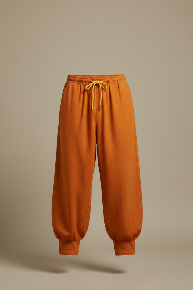 Pantalon Japonais Ample Coton Orange Confortable - Molleton - vue 3