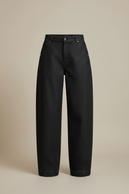 Pantalon Japonais Denim Ample Taille Haute Noir - Jean - vue 3
