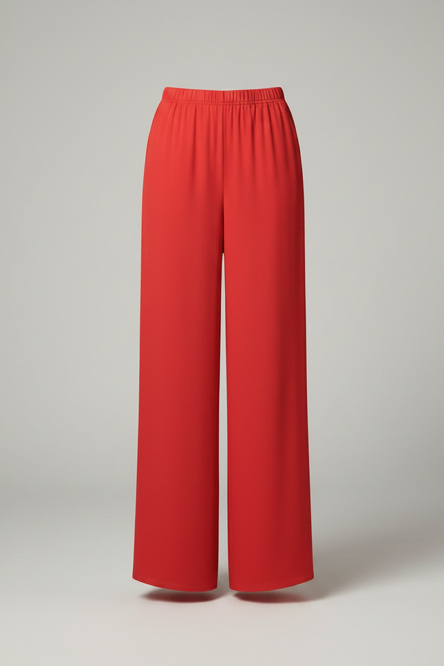 Pantalon Japonais Rouge Fluide Ample Élégant - Polyester - vue 3