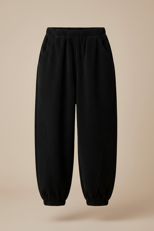 Pantalon Japonais Côtelé Noir Ample Enfant Décontracté - Cordé - vue 3