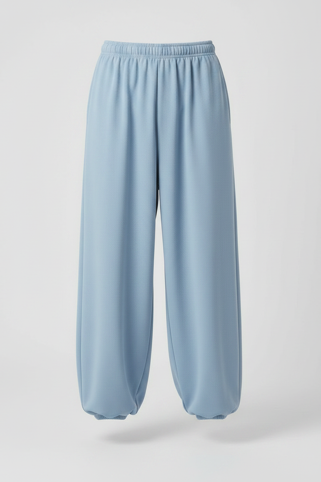 Pantalon Japonais Bleu Clair Ample Confortable Coton - Molleton - vue 3