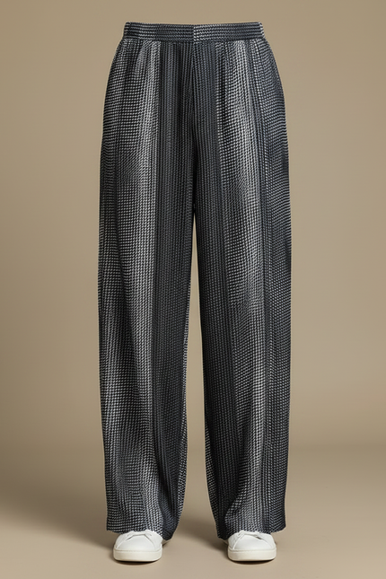 Pantalon Japonais Ample Dégradé Plissé Fluide Motif - Gris Polyester - vue 3