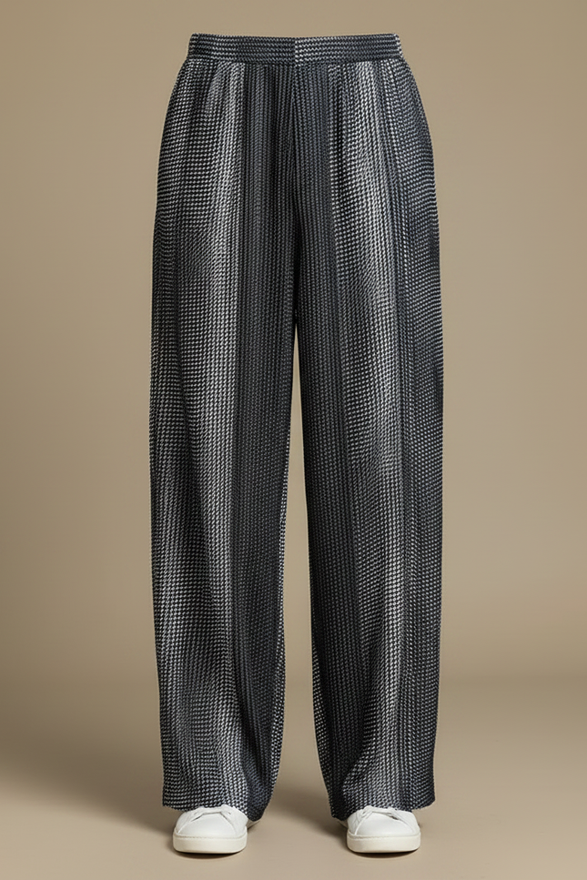 Pantalon Japonais Ample Dégradé Plissé Fluide Motif - Gris Polyester - vue 3