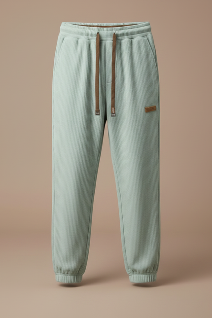 Pantalon Japonais Vert Côtelé Ample Décontracté Cordon - Cordé - vue 3