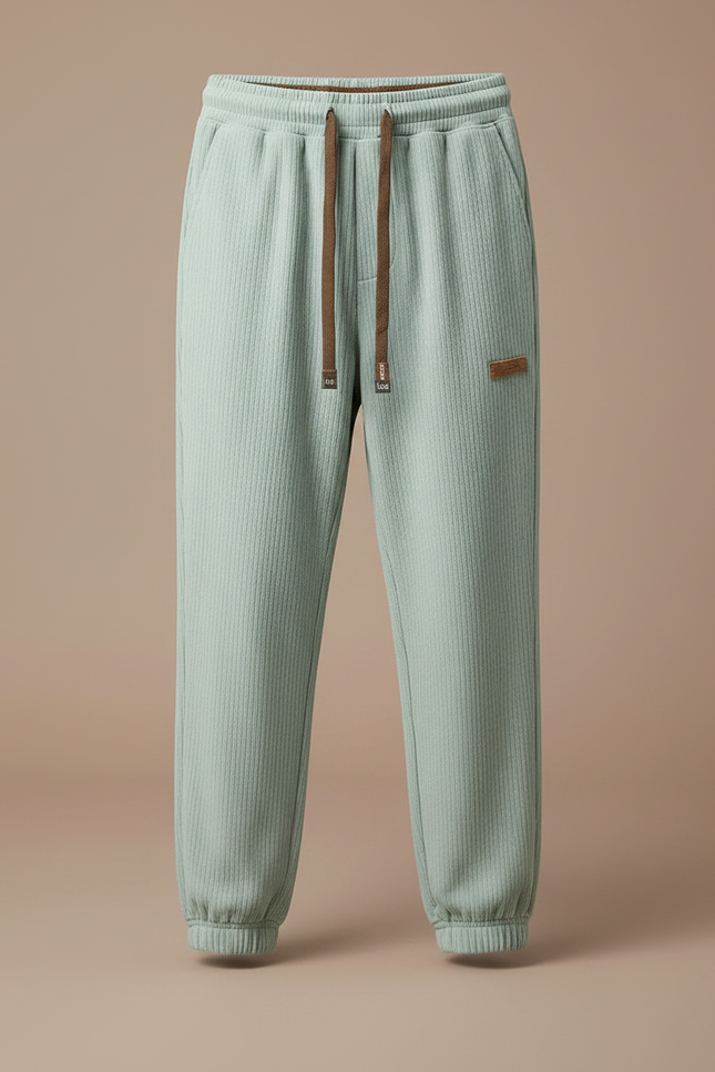 Pantalon Japonais Vert Côtelé Ample Décontracté Cordon - Cordé - vue 3