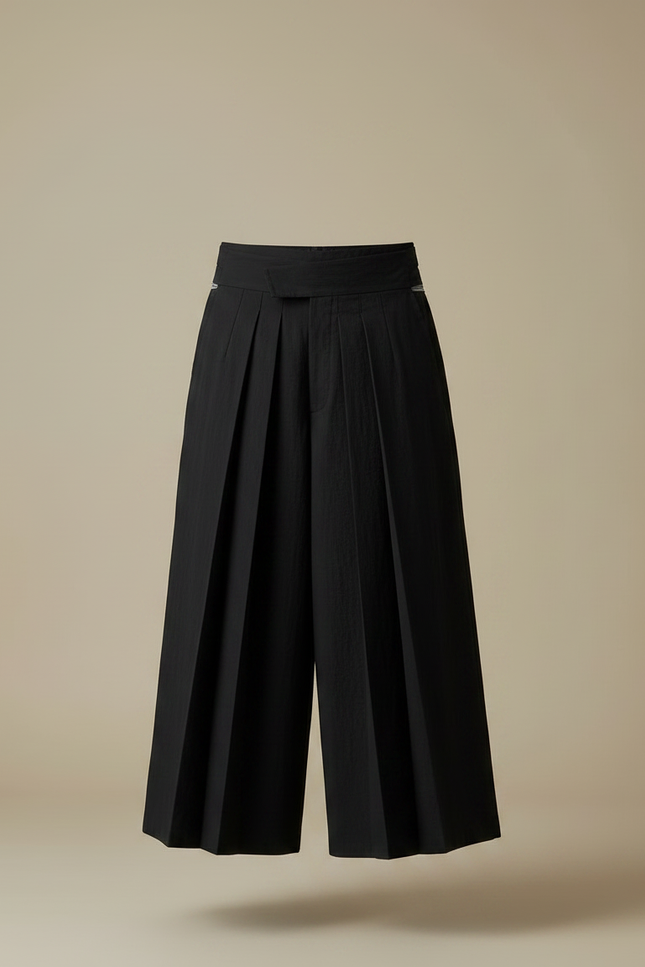 Pantalon Japonais Noir Plissé Ample Traditionnel Homme - Polyester - vue 3