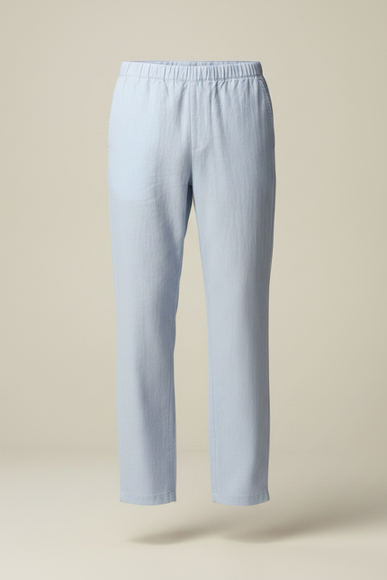 Pantalon Japonais Bleu Clair Ample Lin Décontracté Homme - vue 3