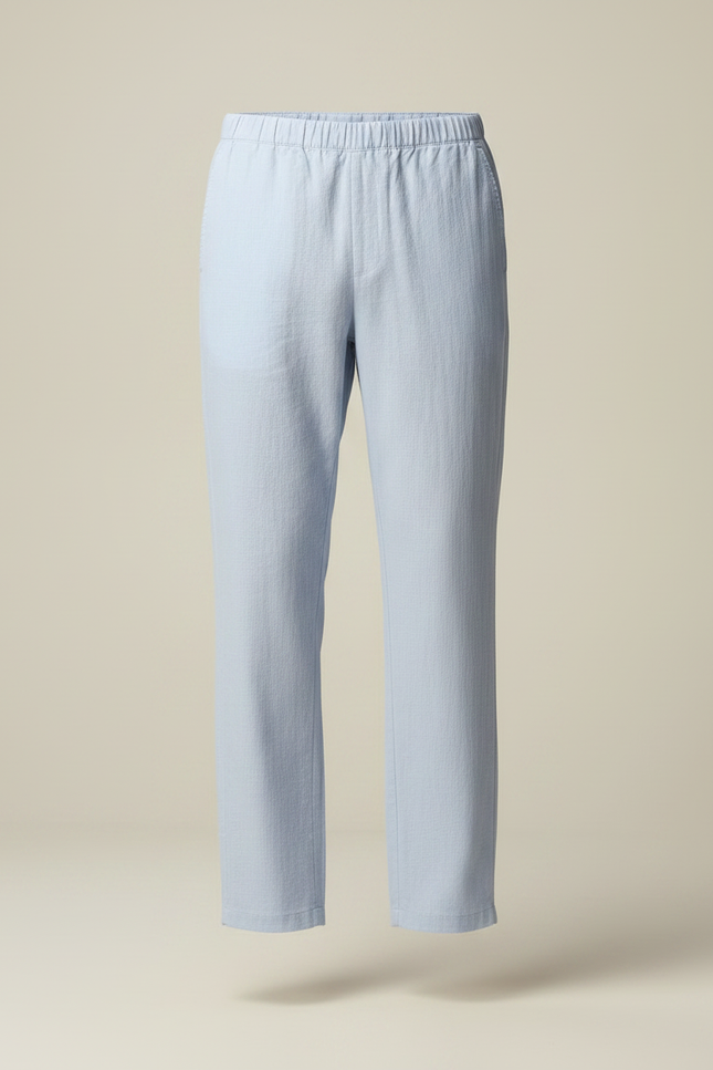 Pantalon Japonais Bleu Clair Ample Lin Décontracté Homme - vue 3