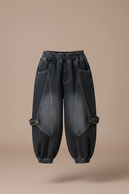 Pantalon Japonais Garçon Ample Harrem Denim Décontracté - Gris Jean - vue 3