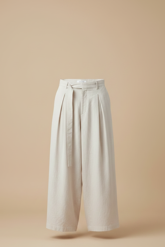 Pantalones Estilo Japones - Beige Lin - vue 3