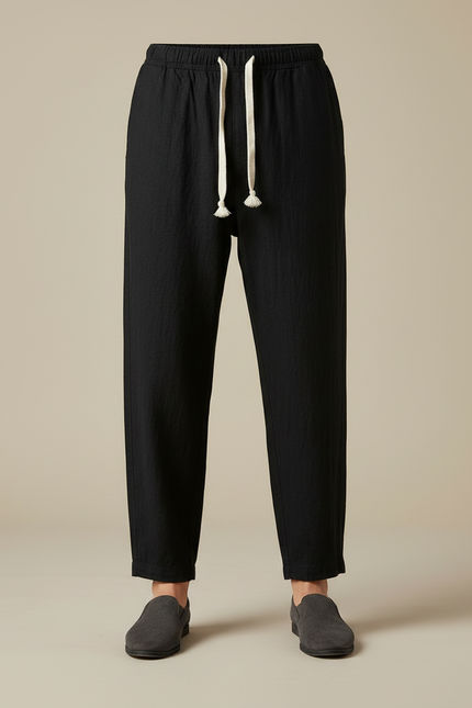 Pantalon Large Japonais - Noir Lin - vue 3