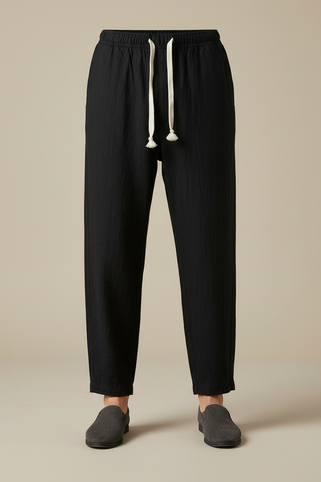 Pantalon Large Japonais - Noir Lin - vue 3
