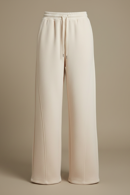 Pantalon Japonais Crème Molleton Large Confortable Chaud - Beige - vue 3