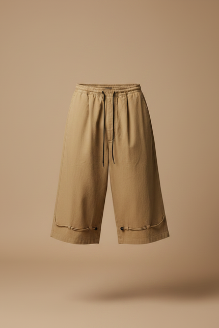 Pantalon Japonais Cargo Kaki Ample Coton Court - vue 3
