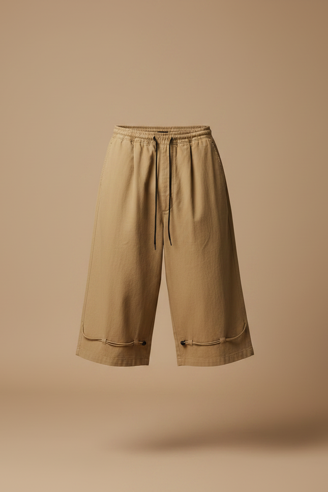 Pantalon Japonais Cargo Kaki Ample Coton Court - vue 3
