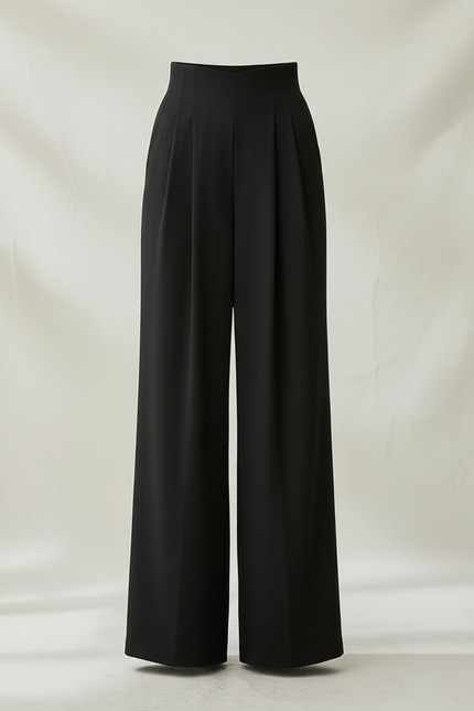 Pantalon Japonais Noir Fluide Plissé Ample Femme - Polyester - vue 3