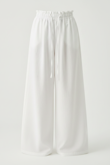 Pantalon Japonais Blanc Fluide Large Décontracté - Coton - vue 2