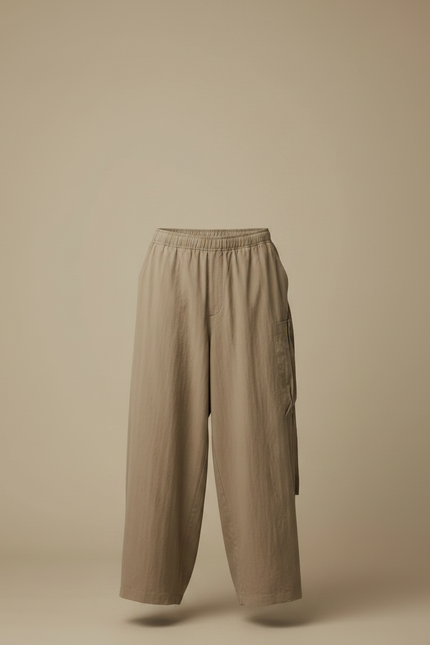 Pantalon Cargo Style Japonais - Kaki Coton - vue 3