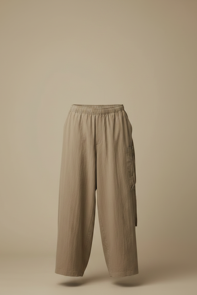 Pantalon Cargo Style Japonais - Kaki Coton - vue 3