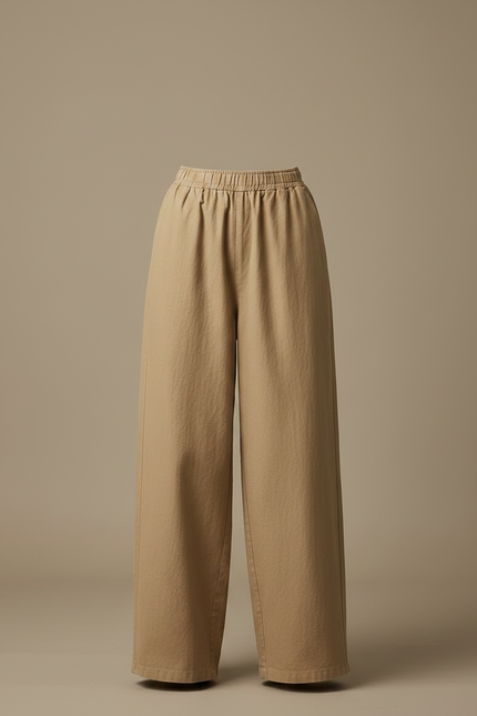 Pantalon Japonais Ample Beige Coton Unisexe Décontracté - Toile - vue 3