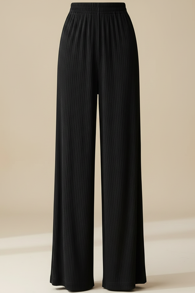 Pantalon Japonais Noir Plissé Ample Fluide Décontracté - Maille - vue 3