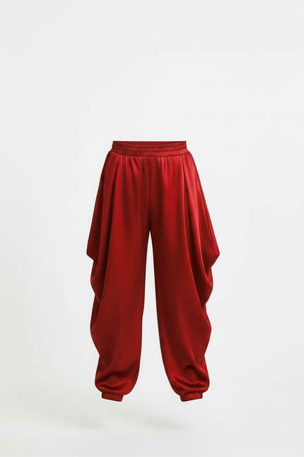 Pantalon Japonais Satin Rouge Ample Garçon Fête Danse - vue 3