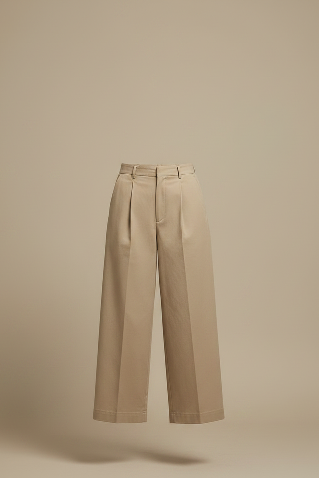 Pantalon Japonais Beige Coton Ample Décontracté Fluide - Gabardine - vue 3