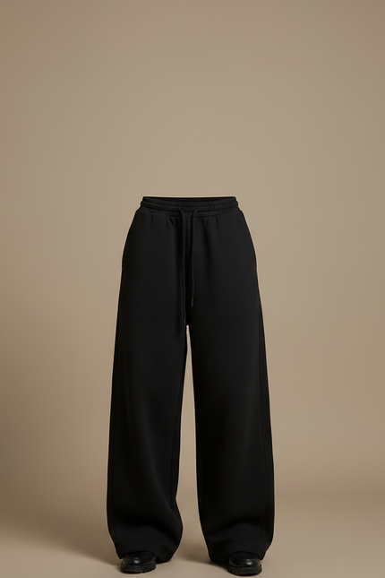 Pantalon Japonais Noir Large Cordon Confortable Sport - Molleton - vue 3