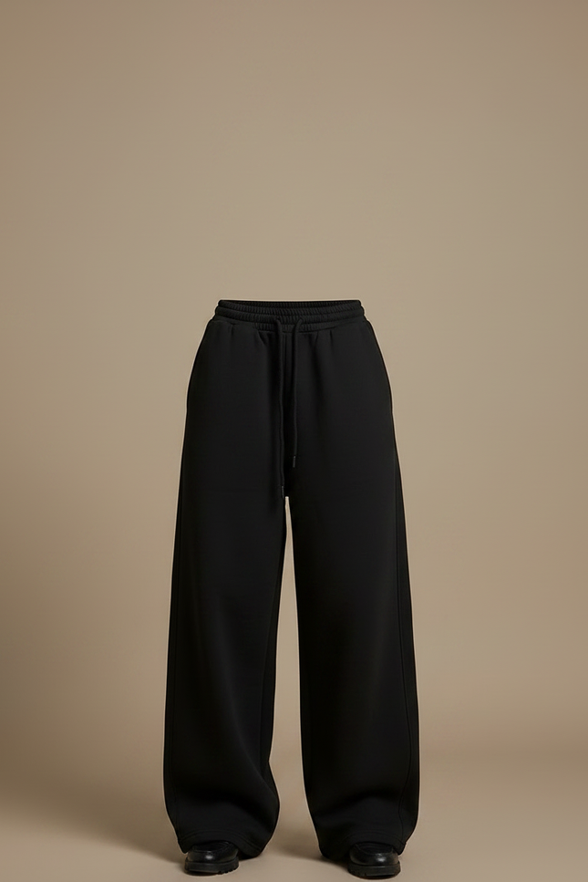 Pantalon Japonais Noir Large Cordon Confortable Sport - Molleton - vue 3