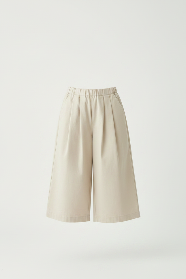 Pantalon Japonais Beige Plissé Ample Coton Fille - vue 3