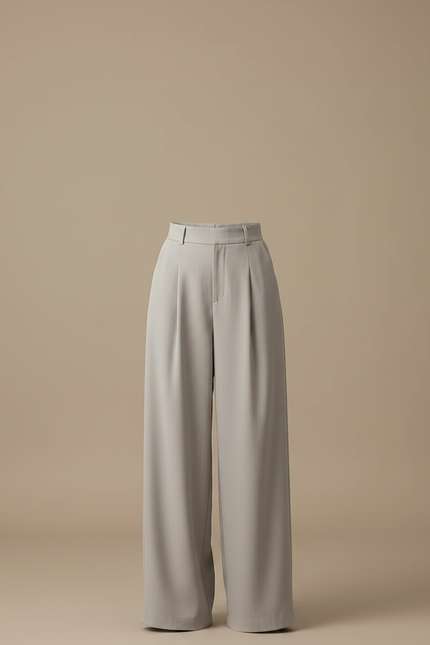 Pantalon Japonais Gris Ample Droit Décontracté Fluide Femme - Polyester - vue 3