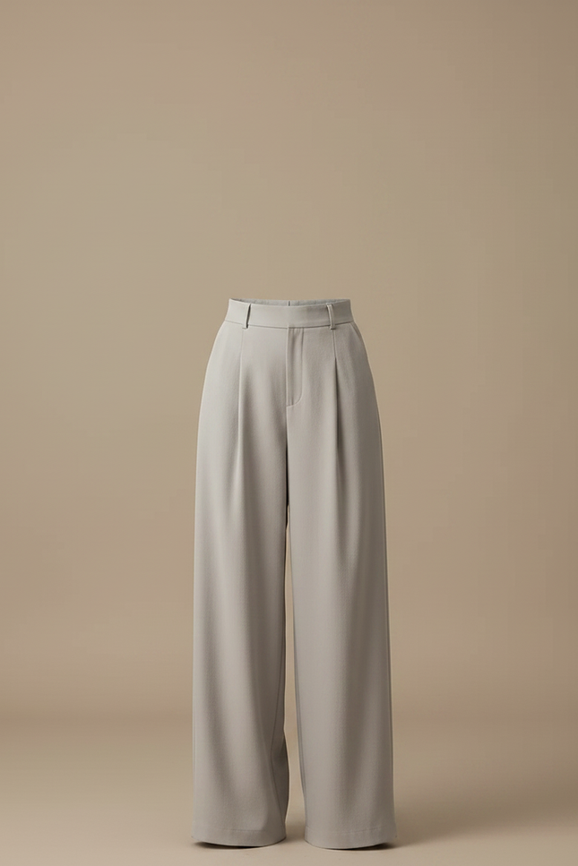 Pantalon Japonais Gris Ample Droit Décontracté Fluide Femme - Polyester - vue 3