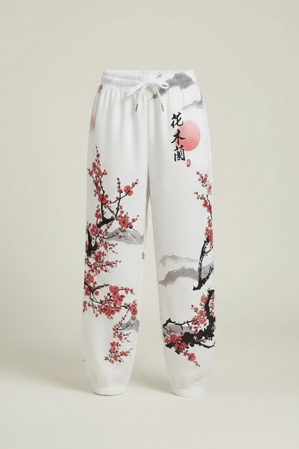 Pantalon Japonais Blanc Fleuri Ample Enfant - Molleton - vue 3