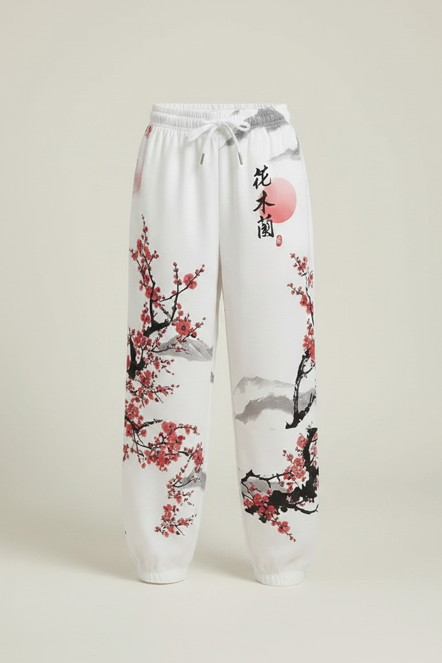 Pantalon Japonais Blanc Fleuri Ample Enfant - Molleton - vue 3