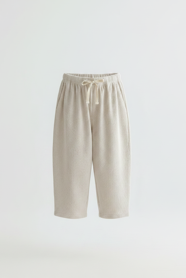Pantalon Japonais Côtelé Beige Ample Confortable Enfant - Cordé - vue 3