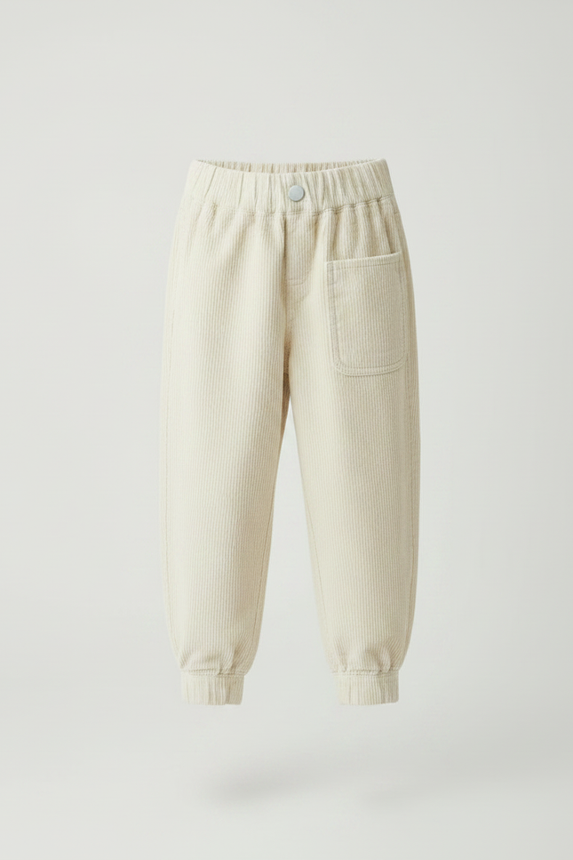 Pantalon Japonais Velours Côtelé Beige Ample Confortable Enfant - Cordé - vue 3