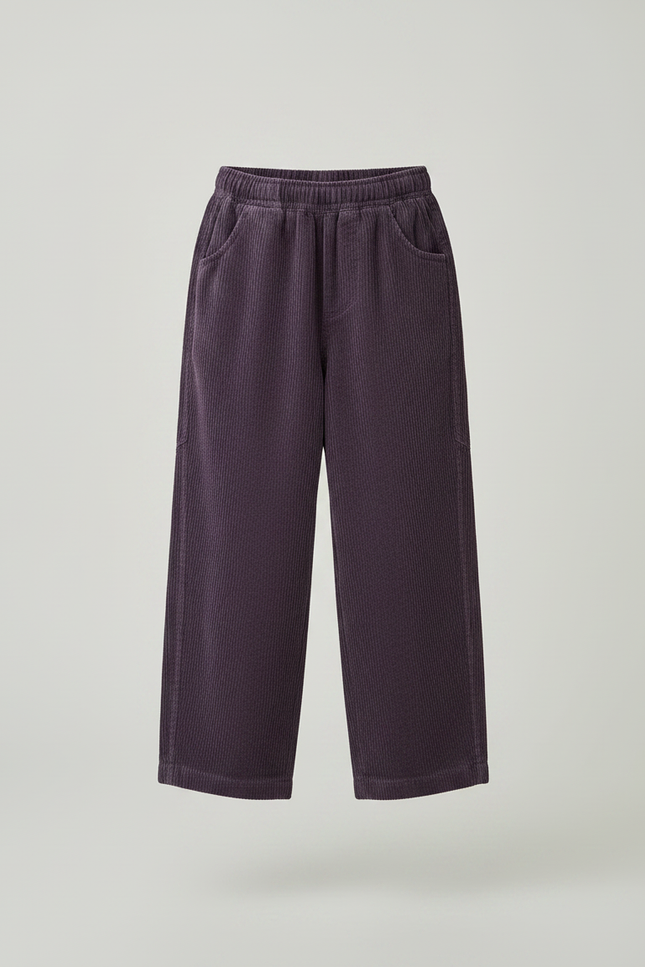 Pantalon Japonais Violet Côtelé Ample Décontracté Enfant - Cordé - vue 3