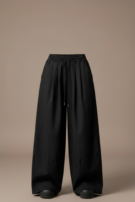 Pantalon Japonais Noir Large Décontracté Fluide Femme - Polyester - vue 3