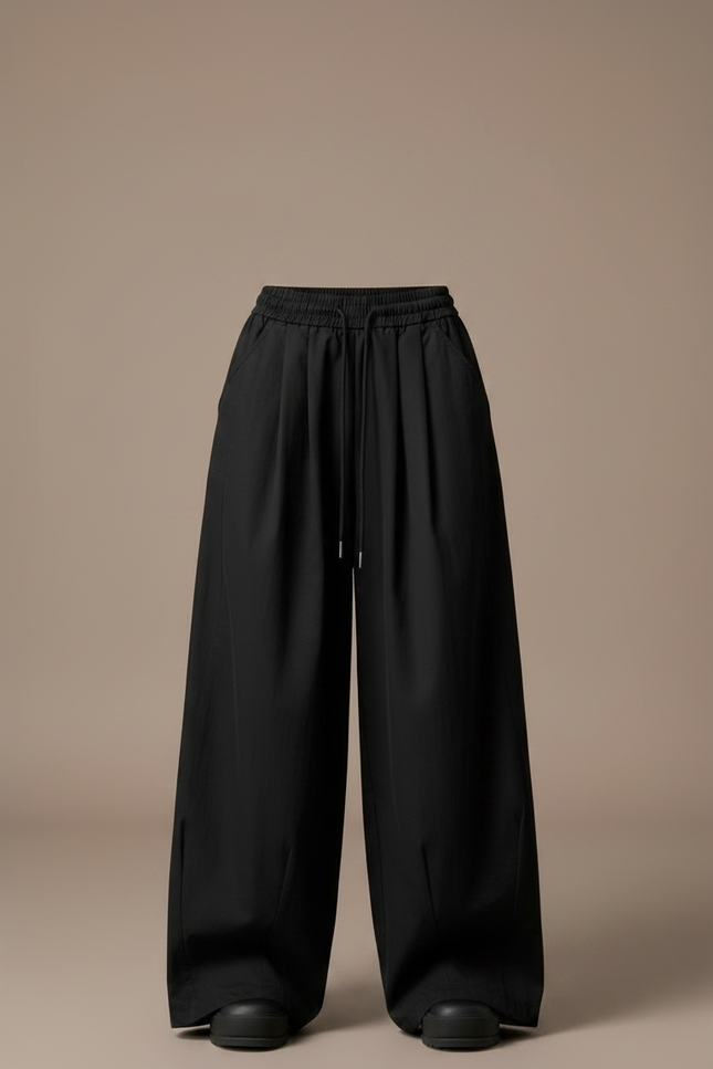 Pantalon Japonais Noir Large Décontracté Fluide Femme - Polyester - vue 3