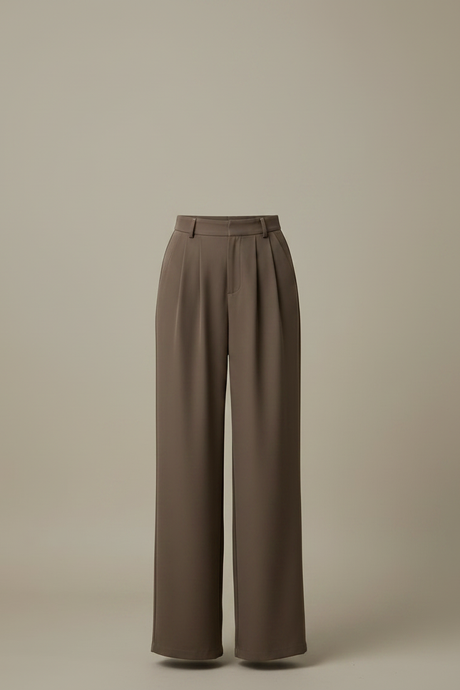 Pantalon Japonais Marron Fluide Ample Plissé Élégant - Polyester - vue 3