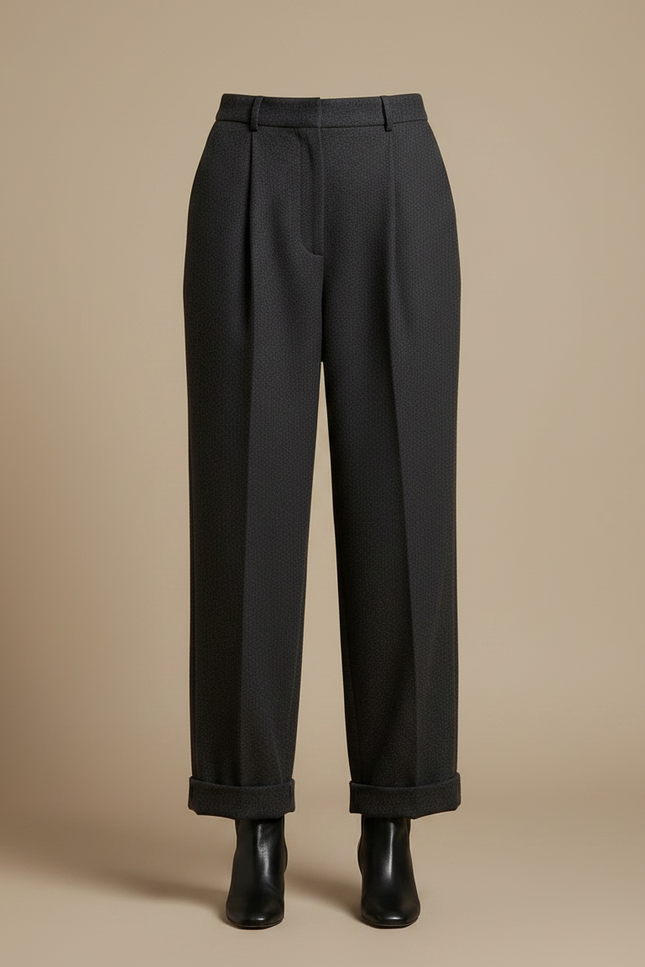 Pantalon Japonais Gris Anthracite Laine Plissé Ample - vue 3