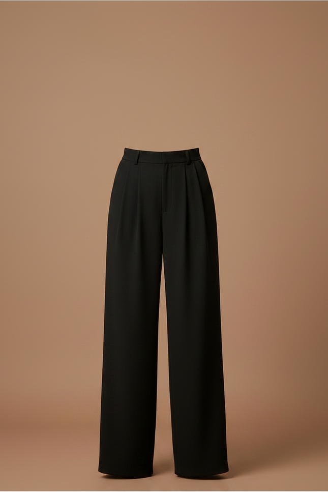 Pantalon Japonais Noir Fluide Ample Plissé Élégant - Polyester - vue 3