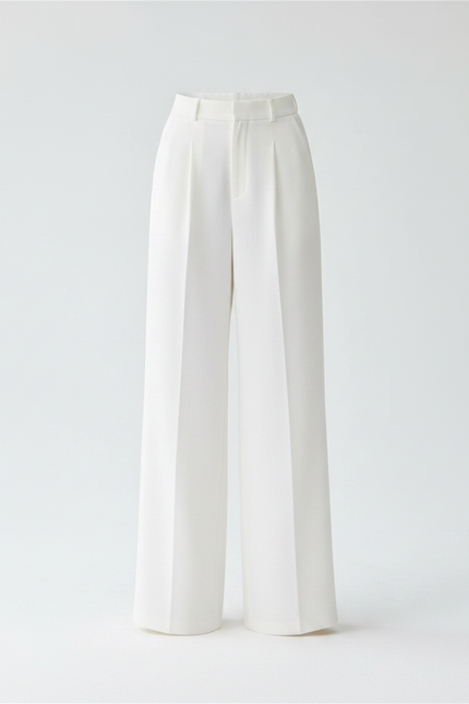 Pantalon Japonais Blanc Fluide Ample Élégant Décontracté - Polyester - vue 3