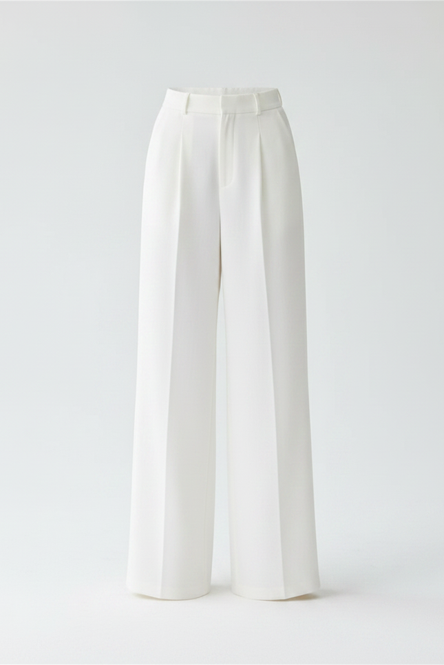 Pantalon Japonais Blanc Fluide Ample Élégant Décontracté - Polyester - vue 3