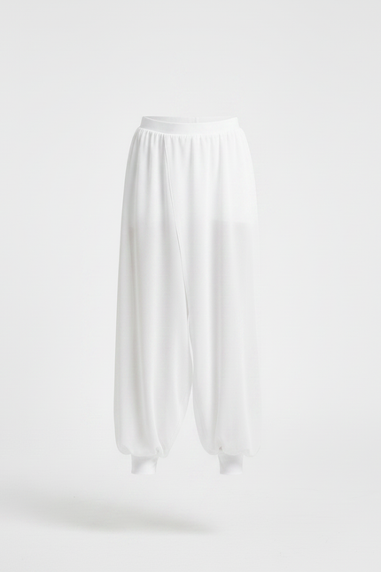 Pantalon Japonais Blanc Fluide Ample Fendu Danse - Polyester - vue 2